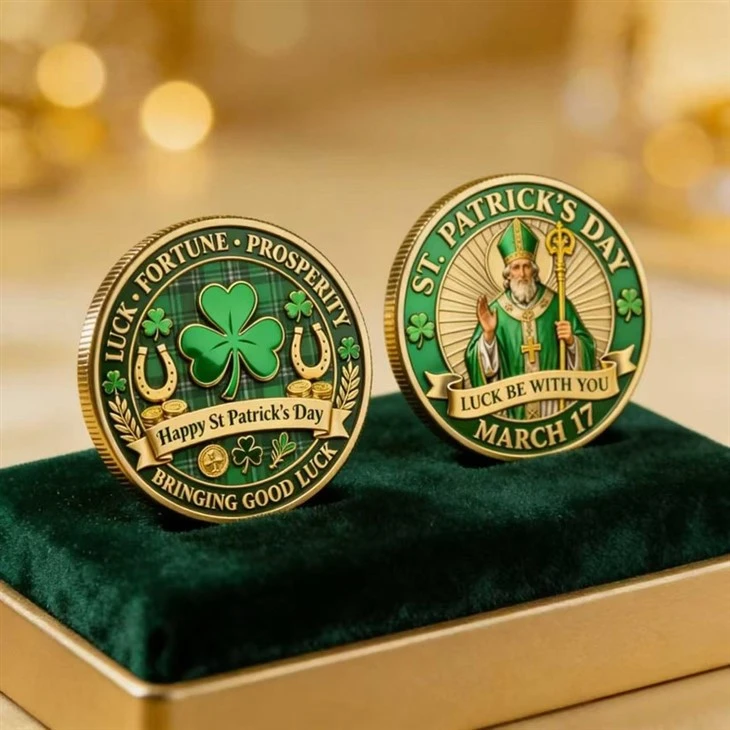 St. Patrick's Day Lucky Challenge Coin, Shamrock Commemorative Medal high quality