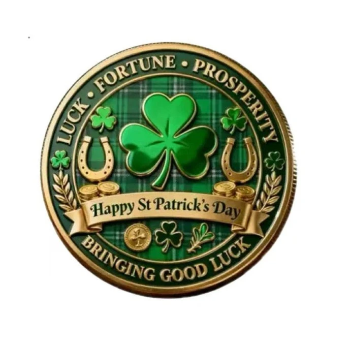 St. Patrick's Day Lucky Challenge Coin, Shamrock Commemorative Medal suppliers