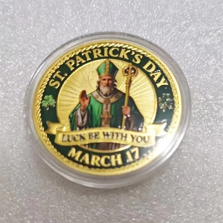 St. Patrick's Day Lucky Challenge Coin, Shamrock Commemorative Medal factory