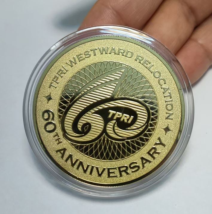 TPRI Westward Relocation 60th Anniversary Custom Gold Commemorative Challenge Coin