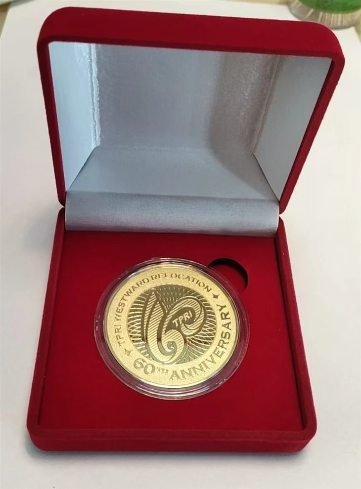 TPRI Westward Relocation 60th Anniversary Custom Gold Commemorative Challenge Coin suppliers